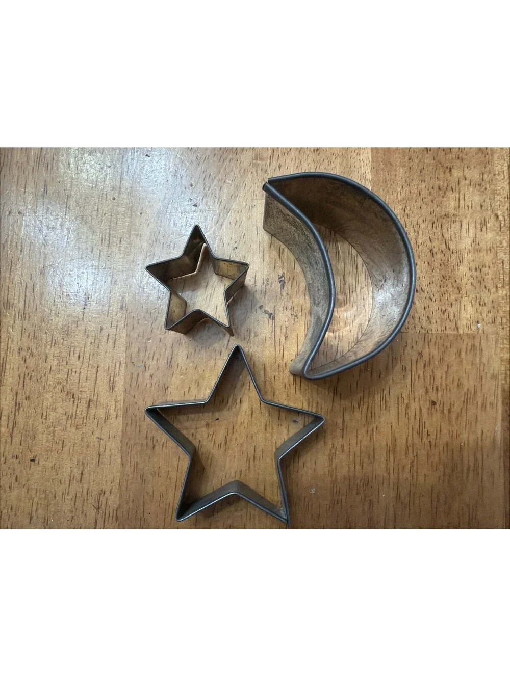 Vtg star and Crescent moon cookie cutters Tin Night Sky Celestial Lot Of 3